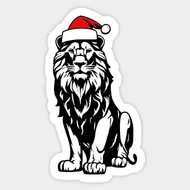 Christmas Lion with Santa Hat Sticker by Luvleigh